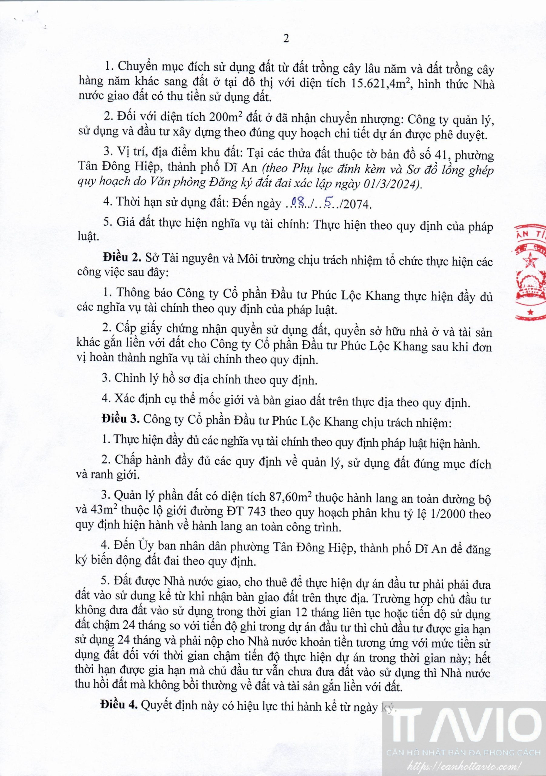 Quyết định 1334 – Cho Phép Chuyển Mục đích Sử Dụng đất để Thực Hiện Dự án Tt Avio HCM Trang 02