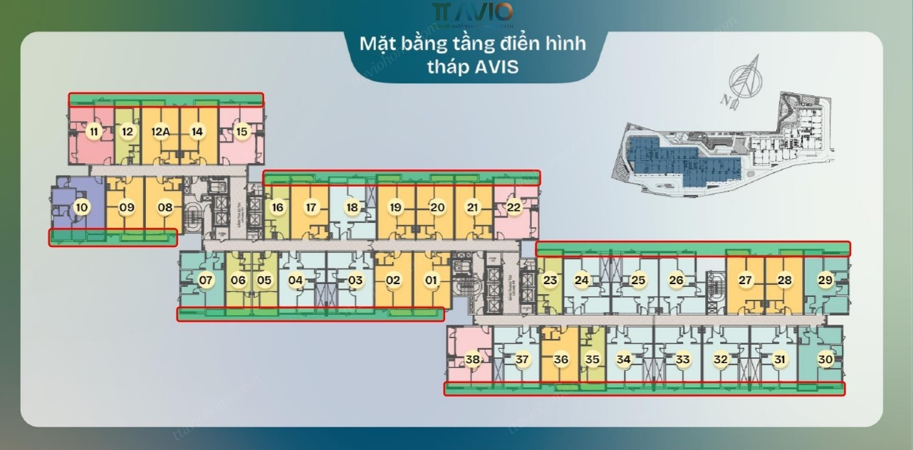 Mặt Bằng Tầng Căn Hộ điển Hình Tháp Avis của Dự án TT Avio