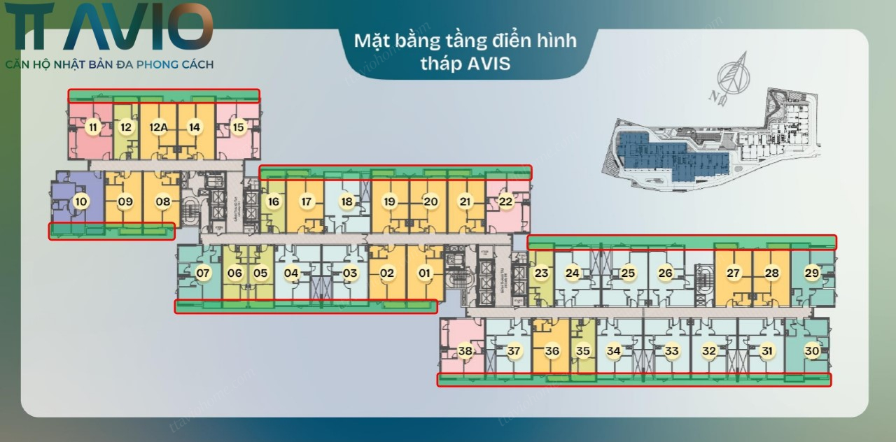 MẶt BẰng TẦng ĐiỂn HÌnh ThÁp Avis Tt Avio 100% thiết kế CÓ Ban CÔng SÂn PhƠi