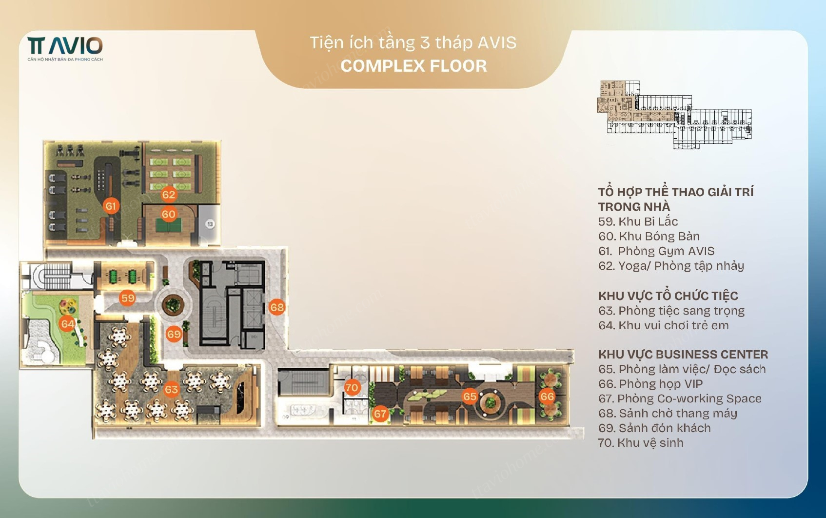 Mặt Bằng Tiện ích Tầng 3 Tháp Avis của TT Avio