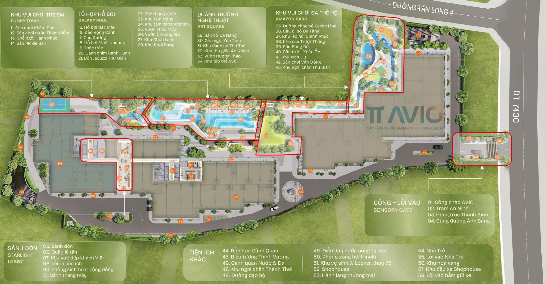 Mặt Bằng Tổng Thể Tiện ích Tầng Trệt Căn Hộ TT Avio Hồ Chí Minh